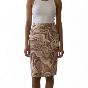 AFRM Los Angeles Muddy Pools Water marbled Knee Skirt Small